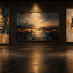 Signature Paintings in Charcoal and Gold